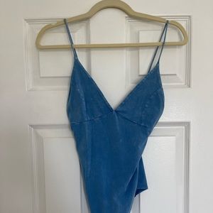 Blue denim look bodysuit